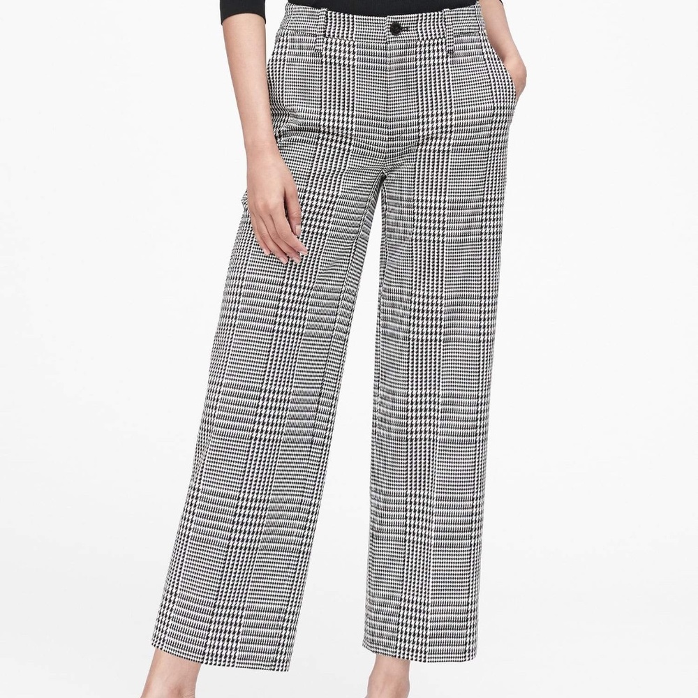 Banana Republic Wide Leg Crop Houndstooth Pant 8